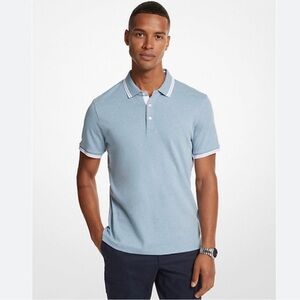 Michael Kors Greenwich Tipped Polo Cotton Light Blue Men’s Size Medium